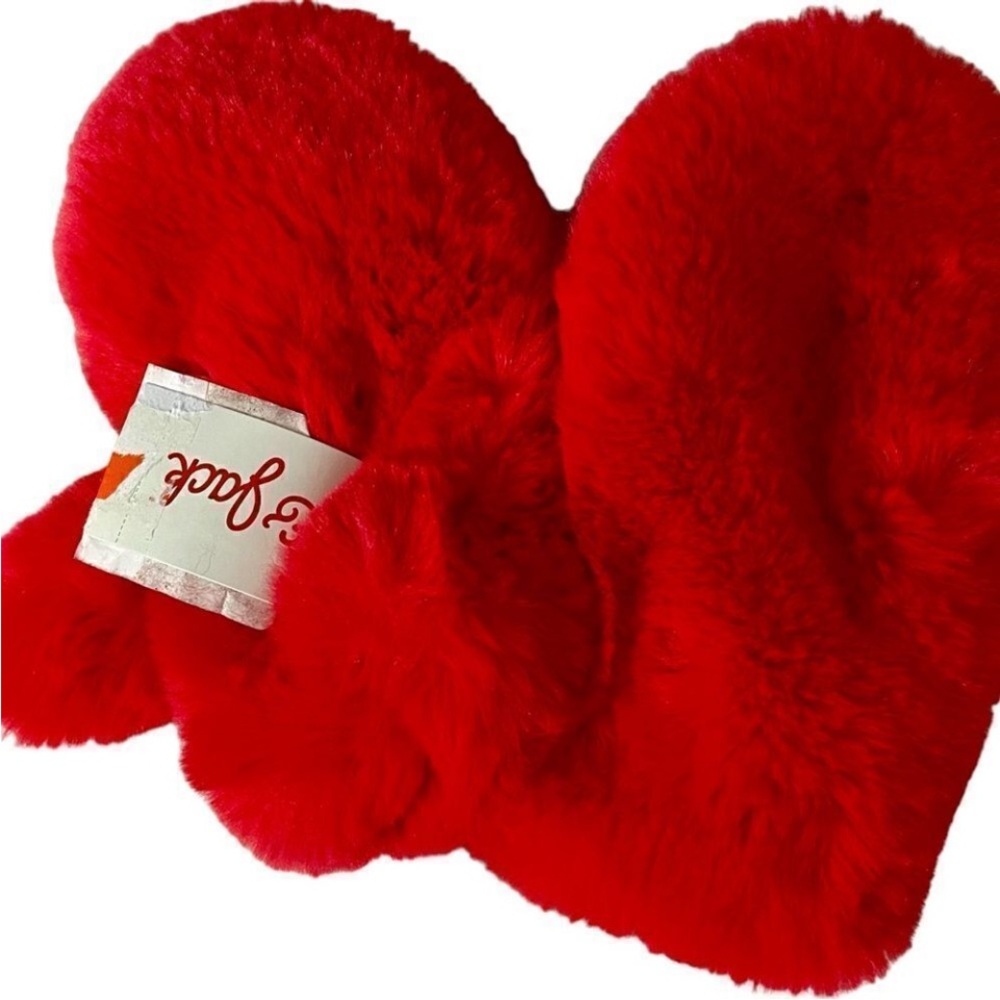 Red Fuzzy Mittens for Kids